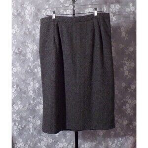 Vintage Wool Skirt 80s Gray Pencil Skirt Classic Preppy Old Money Size Large M/L